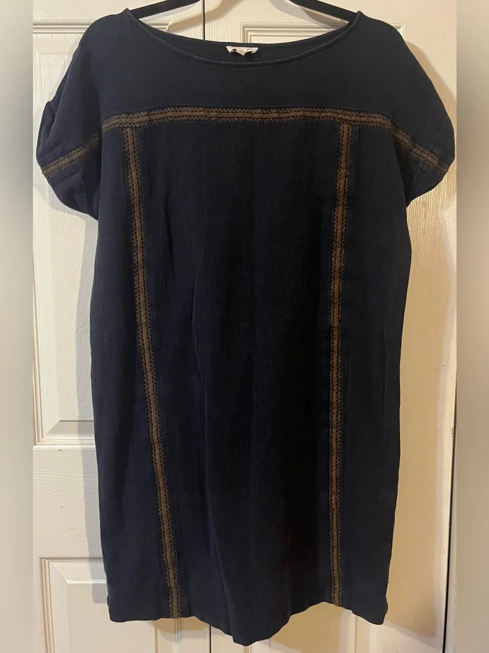 Soeur Navy Cotton Denim Straight Short Sleeve Dress Size 38/Medium 8